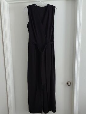 Black Maxi Wrap Romper/Dress with Waist Tie